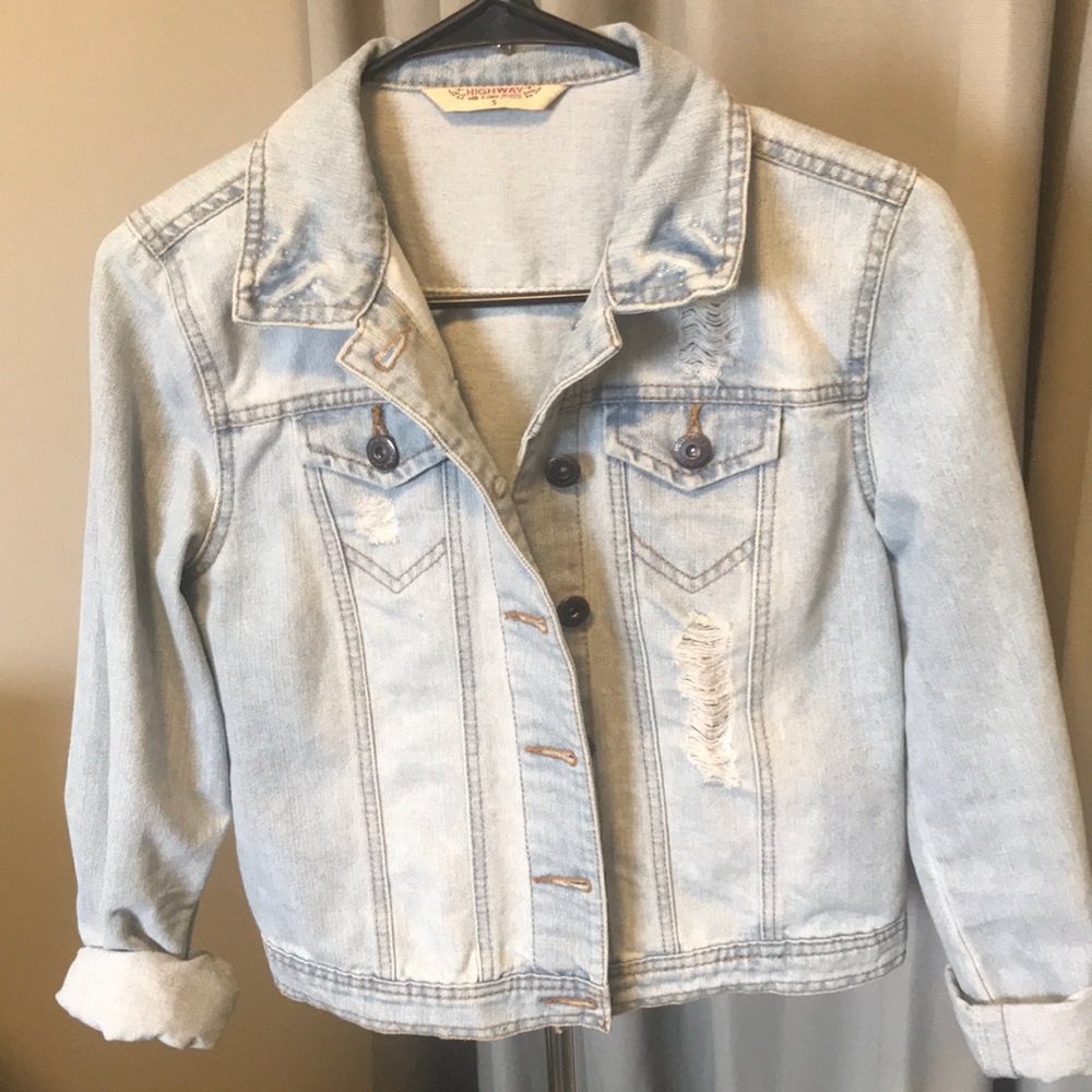 Destructed Light Denim Jacket